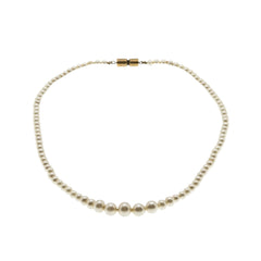 A Touch Of Class - Vintage Brass Faux Pearl Necklace Strand (VN200)