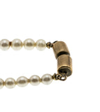 A Touch Of Class - Vintage Brass Faux Pearl Necklace Strand (VN200)