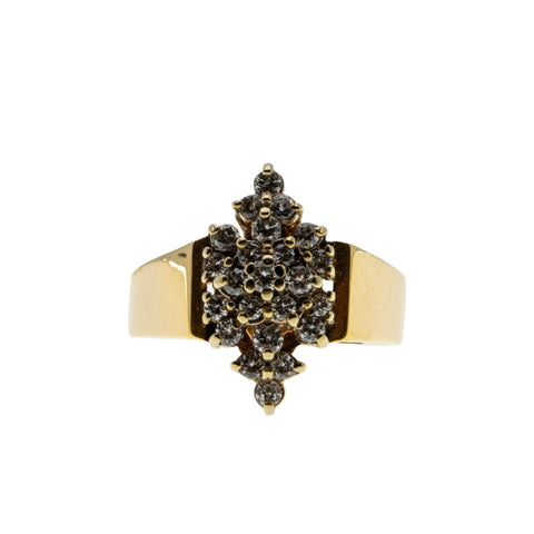 Marquise Sophistication - Vintage 14K Gold Natural Diamond Cluster Ring (VR977)