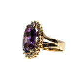 Amethyst Royale - Vintage Bespoke 14K Gold Natural Amethyst & Diamond Cluster Ring (VR979)
