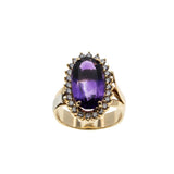 Amethyst Royale - Vintage Bespoke 14K Gold Natural Amethyst & Diamond Cluster Ring (VR979)