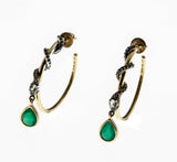 Ancient Revival - Estate Gold Plate Sterling Silver Jewelled Serpent Hoop Earrings (EE232)