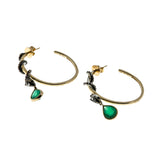 Ancient Revival - Estate Gold Plate Sterling Silver Jewelled Serpent Hoop Earrings (EE232)