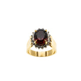 Imperial Pink - Vintage 14K Gold Natural Pink Tourmaline & Diamond Cluster Ring (VR981)