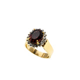 Imperial Pink - Vintage 14K Gold Natural Pink Tourmaline & Diamond Cluster Ring (VR981)