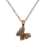 Freedom - Estate 14K Rose & White Gold Diamond, Diamond-Cut Butterfly Pendant & 14K Rose Gold Fill Chain (EP077)