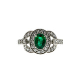 Emerald City - Estate 14K White Gold Natural Emerald & Diamond Ring (ER370)