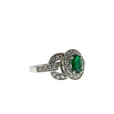 Emerald City - Estate 14K White Gold Natural Emerald & Diamond Ring (ER370)