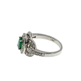 Emerald City - Estate 14K White Gold Natural Emerald & Diamond Ring (ER370)