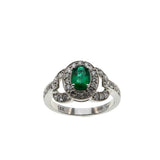 Emerald City - Estate 14K White Gold Natural Emerald & Diamond Ring (ER370)