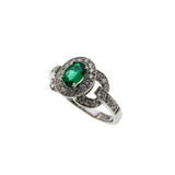 Emerald City - Estate 14K White Gold Natural Emerald & Diamond Ring (ER370)