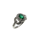 Emerald City - Estate 14K White Gold Natural Emerald & Diamond Ring (ER370)