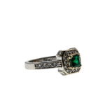 Emerald Isles - Estate 14K White Gold Natural Emerald & Diamond Cluster Ring (ER371)