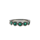 In Line Divine - Estate 14K White Gold Natural Emerald & Diamond Ring (ER372)