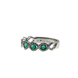 In Line Divine - Estate 14K White Gold Natural Emerald & Diamond Ring (ER372)