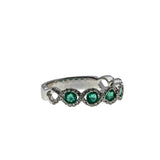 In Line Divine - Estate 14K White Gold Natural Emerald & Diamond Ring (ER372)