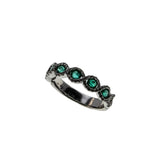 In Line Divine - Estate 14K White Gold Natural Emerald & Diamond Ring (ER372)