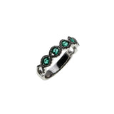 In Line Divine - Estate 14K White Gold Natural Emerald & Diamond Ring (ER372)