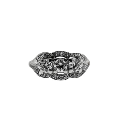Sea Of Sparkle - Vintage 14K White Gold Diamond Ring (VR984)
