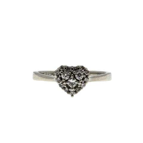 My Heart Is Yours - Vintage 10K White Gold Diamond Heart Ring (VR987)