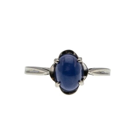 First Star I See Tonight - Vintage Signed 'SIFFARI' 10K White Gold Linde Star Sapphire Solitaire Ring (VR989)