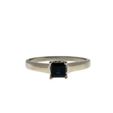 Indigo Blue - Vintage 14K White Gold Natural Sapphire Solitaire Ring (VR991)