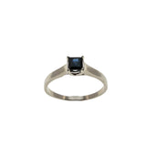 Indigo Blue - Vintage 14K White Gold Natural Sapphire Solitaire Ring (VR991)