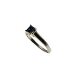 Indigo Blue - Vintage 14K White Gold Natural Sapphire Solitaire Ring (VR991)