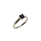 Indigo Blue - Vintage 14K White Gold Natural Sapphire Solitaire Ring (VR991)