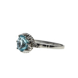 1920s Heirloom - Art Deco Platinum Natural Blue Zircon & Diamond Ring (ADR271)