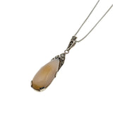 Deco Delight - Art Deco 935 High Grade Silver Chalcedony & Marcasite Pendant  & Chain (ADP022)