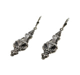 Grande Period - Victorian Sterling Silver Amphora & Wreathe Repoussé Dangly Earrings (VICE053)