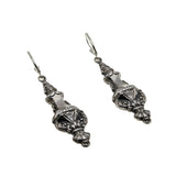 Grande Period - Victorian Sterling Silver Amphora & Wreathe Repoussé Dangly Earrings (VICE053)