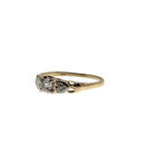 Two Hearts That Beat As One - Art Deco 10K Yellow & White Gold 'Old Mine Cut' Diamond Solitaire Heart Ring (ADR272)