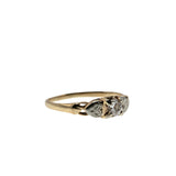 Two Hearts That Beat As One - Art Deco 10K Yellow & White Gold 'Old Mine Cut' Diamond Solitaire Heart Ring (ADR272)