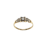 Two Hearts That Beat As One - Art Deco 10K Yellow & White Gold 'Old Mine Cut' Diamond Solitaire Heart Ring (ADR272)