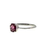 Raspberry Hues - Vintage 8K White Gold Natural Rhodolite Garnet Solitaire Ring (VR997)