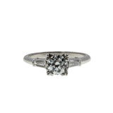 Elegant Proposal - Art Deco Platinum Natural 'Old European Cut' & Baguette Diamond Engagement Ring (ADR274)