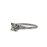 Elegant Proposal - Art Deco Platinum Natural 'Old European Cut' & Baguette Diamond Engagement Ring (ADR274)