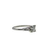 Elegant Proposal - Art Deco Platinum Natural 'Old European Cut' & Baguette Diamond Engagement Ring (ADR274)