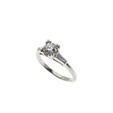 Elegant Proposal - Art Deco Platinum Natural 'Old European Cut' & Baguette Diamond Engagement Ring (ADR274)