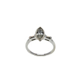 Elegant Marquise - Art Deco 14K White Gold Natural Marquise & Baguette Diamond Engagement Ring (ADR275)