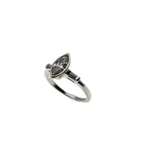 Elegant Marquise - Art Deco 14K White Gold Natural Marquise & Baguette Diamond Engagement Ring (ADR275)