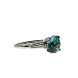 OMG! The Colour! - Art Deco Platinum Natural Blue Zircon & Baguette Diamond Ring (ADR276)