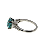 OMG! The Colour! - Art Deco Platinum Natural Blue Zircon & Baguette Diamond Ring (ADR276)