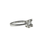 Artistry On Ice -  Vintage Art Deco Revival 18K White Gold Natural Baguette Diamond Ring (VR999)