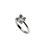 Artistry On Ice -  Vintage Art Deco Revival 18K White Gold Natural Baguette Diamond Ring (VR999)