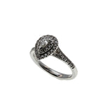 Wedding Bliss - Vintage 10K White Gold Natural Pear Diamond Cluster Wedding Ring Set (VR1000)