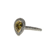 Morning Song - Vintage 18K White Gold Natural Pear-Shaped ' Fancy Canary Yellow Diamond' Cluster Ring (VR1002)