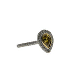 Morning Song - Vintage 18K White Gold Natural Pear-Shaped ' Fancy Canary Yellow Diamond' Cluster Ring (VR1002)